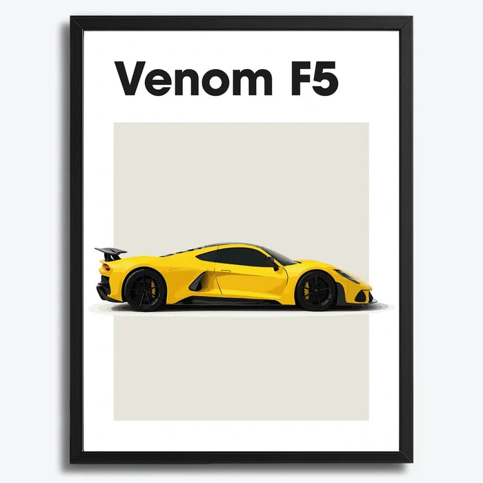 Ingelijste Poster Hennessey Venom F5 (A3) | Zwart, Wit of Hout