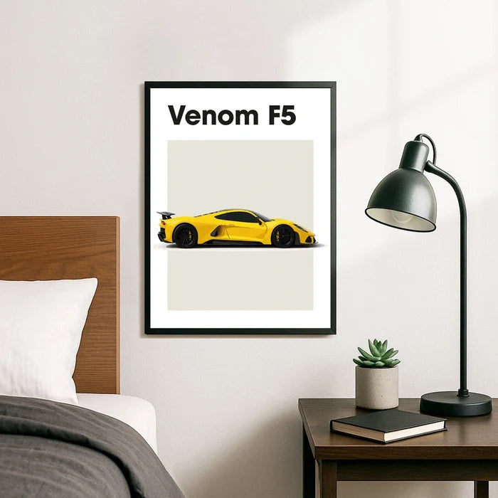 Ingelijste Poster Hennessey Venom F5 (A3) | Zwart, Wit of Hout