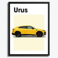 Ingelijste Poster Lamborghini Urus (A3) | Zwart, Wit of Hout