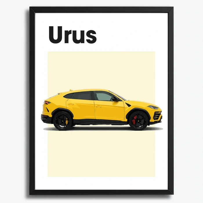 Ingelijste Poster Lamborghini Urus (A3) | Zwart, Wit of Hout