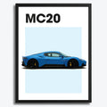 Ingelijste Poster Maserati MC20 (A3) | Zwart, Wit of Hout