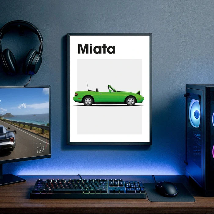 Ingelijste Poster Mazda Miata (A3) | Zwart, Wit of Hout