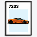 Ingelijste Poster McLaren 720S (A3) | Zwart, Wit of Hout