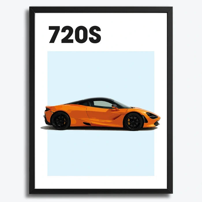 Ingelijste Poster McLaren 720S (A3) | Zwart, Wit of Hout