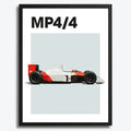Ingelijste Poster McLaren Senna MP4/4 F1 (A3) | Zwart, Wit of Hout