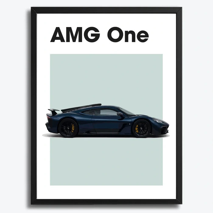 Ingelijste Poster Mercedes-AMG ONE (A3) | Zwart, Wit of Hout