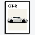 Ingelijste Poster Nissan GT-R (A3) | Zwart, Wit of Hout