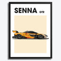 Ingelijste Poster Senna GTR (A3) | Zwart, Wit of Hout
