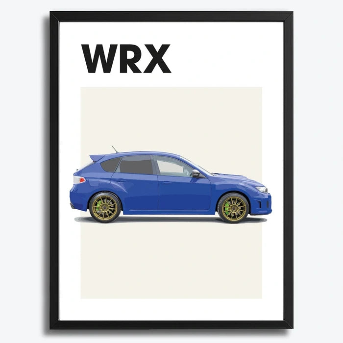 Ingelijste Poster Subaru WRX (A3) | Zwart, Wit of Hout