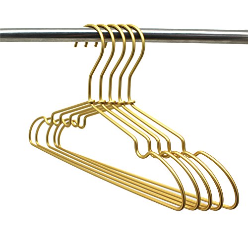 Koobay 10ps 12" Matt Gold Aluminium Coat hanger Children Top girls hangers/boys hangers Clothes Hangers for Closet Organization W Notches Satin Matt