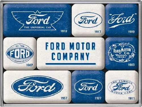 Magneetset Ford Logo Evolutie | Nostalgic-Art