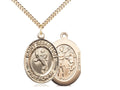 Martial Arts with Saint Sebastian medal S1682, Gold Filled