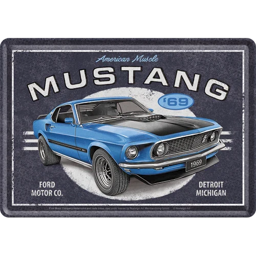 Metalen postkaart Ford Mustang 1969 | Nostalgic-Art