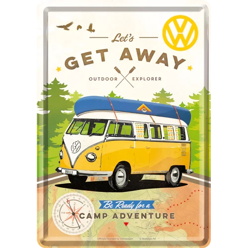 Metalen postkaart Volkswagen Let's Get Away | Nostalgic-Art