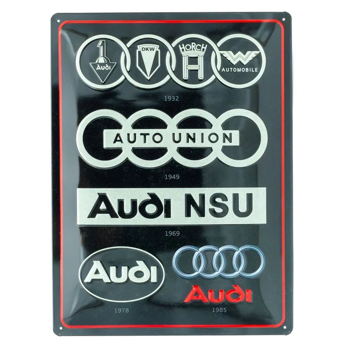 Metalen wandbord Audi Logo Evolution 30x40cm | Nostalgic-Art