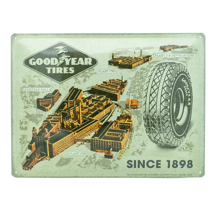 Metalen wandbord Goodyear Fabrieken sinds 1898 30x40cm | Nostalgic-Art