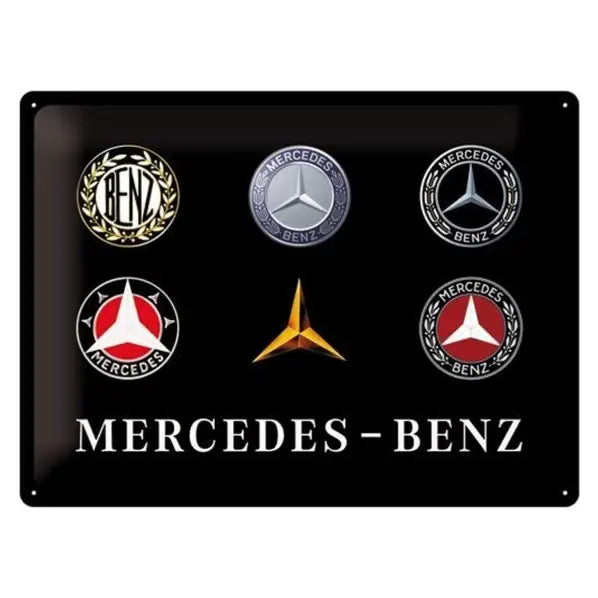 Metalen wandbord Mercedes-Benz evolutie logo 30x40cm | Nostalgic-Art