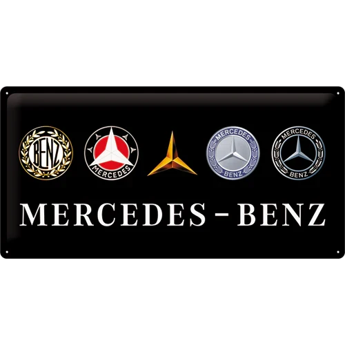 Metalen wandbord Mercedes-Benz logo's 25x50 | Nostalgic-Art