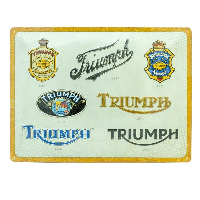 Metalen wandbord Triumph logo evolutie 30x40cm | Nostalgic-Art