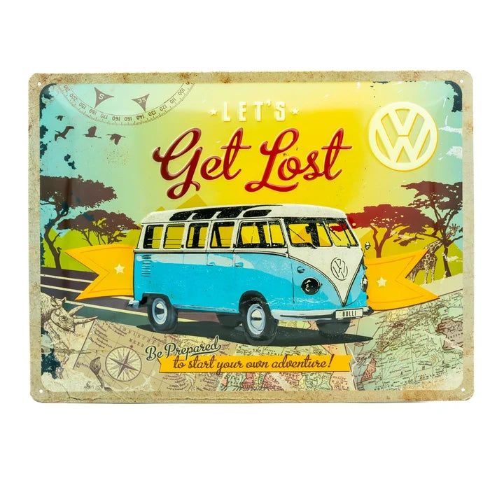 Metalen wandbord Volkswagen Bulli Let's Get Lost 30x40cm | Nostalgic-Art