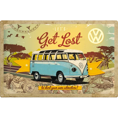 Metalen wandbord Volkswagen Let's Get Lost 40x60 | Nostalgic-Art