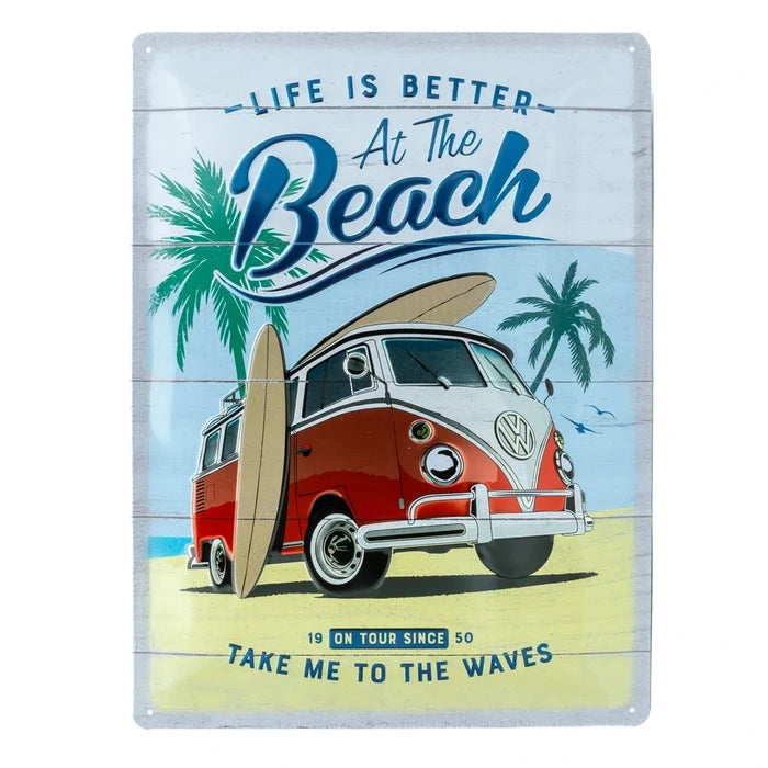 Metalen wandbord Volkswagen Life Is Better At The Beach 30x40cm | Nostalgic-Art