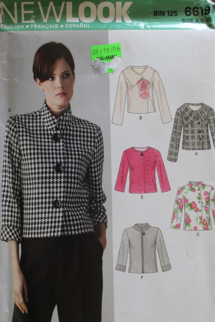 New Look 6619, Misses Jackets, Lined, Uncut Sewing Pattern
