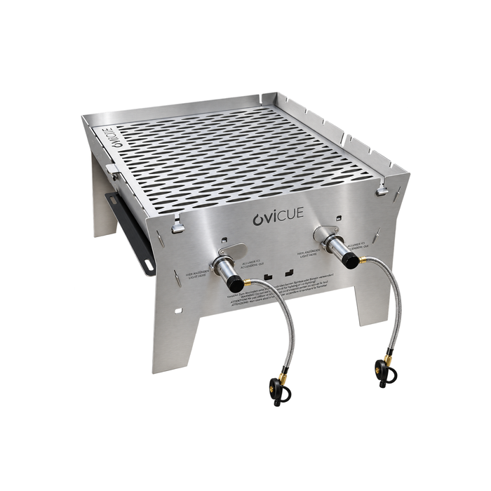 OVICUE Grill XL | Mobiler Hybrid Gas- & Holzkohlegrill aus Edelstahl