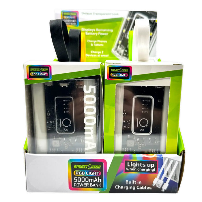 Rechargeable Power Bank with Rgb Lights - 6 Pieces Per Retail Ready Display 25908 WHOLESALE