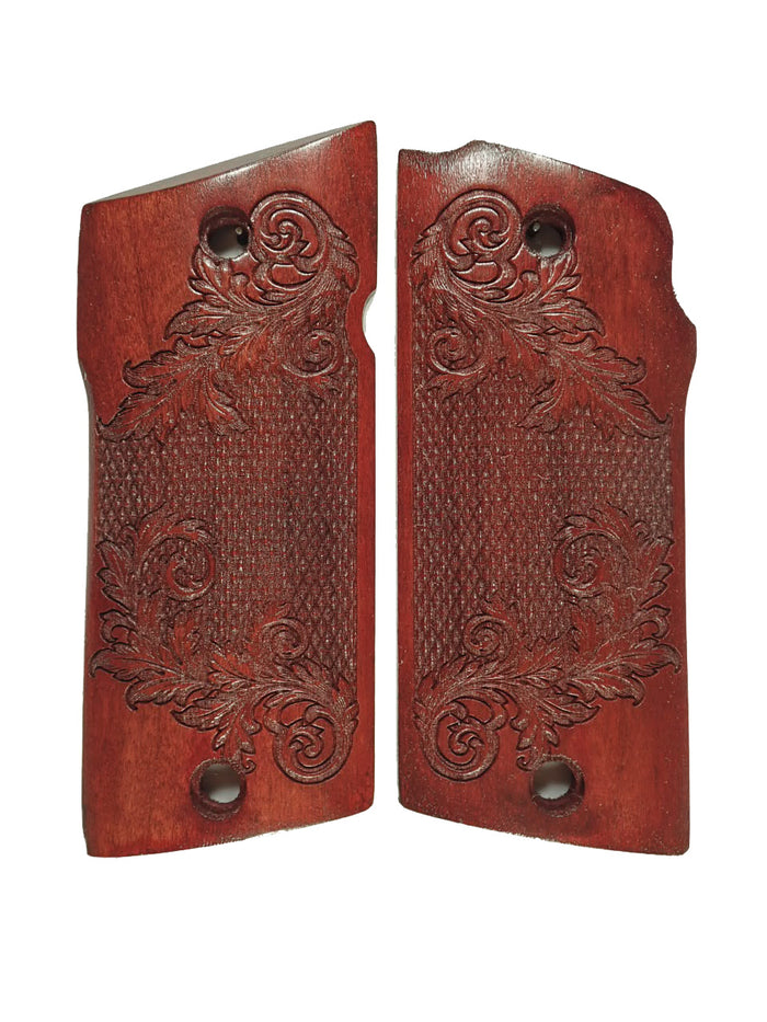 Rosewood Floral Checkered Compact Coonan .357 Grips