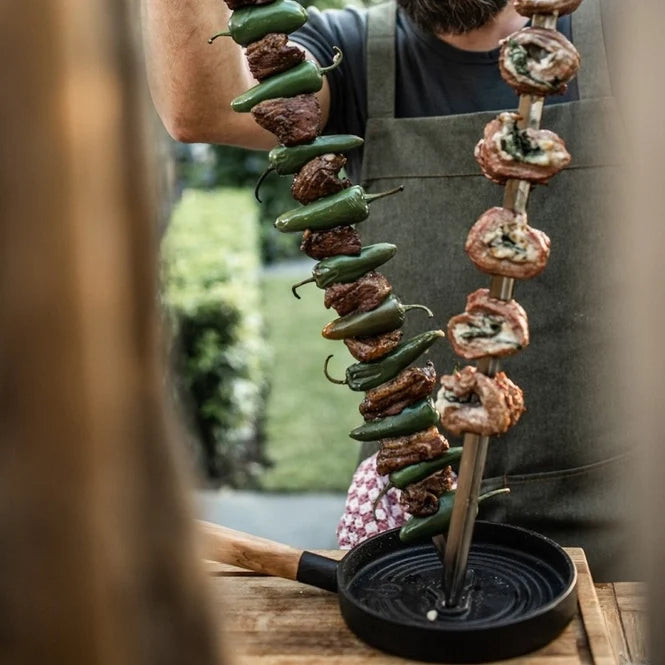 Montargo Servierpfanne Forged Churrasco spieß in der pfanne der nicht wegrutscht