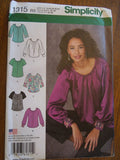 Simplicity 1315, Misses, Blouses, Tops, Uncut Sewing Pattern