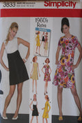 Simplicity 3833, Misses Dresses, 1960s Retro, Uncut Sewing Pattern