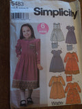 Simplicity 5483, Girls Dresses, Bags, UNCUT Sewing Pattern