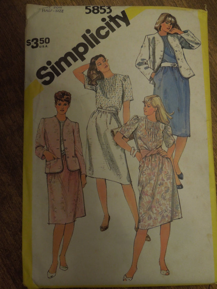 Simplicity 5853 ,Womens Skirts, Blouses, Jacket, Lined, UNCUT sewing pattern