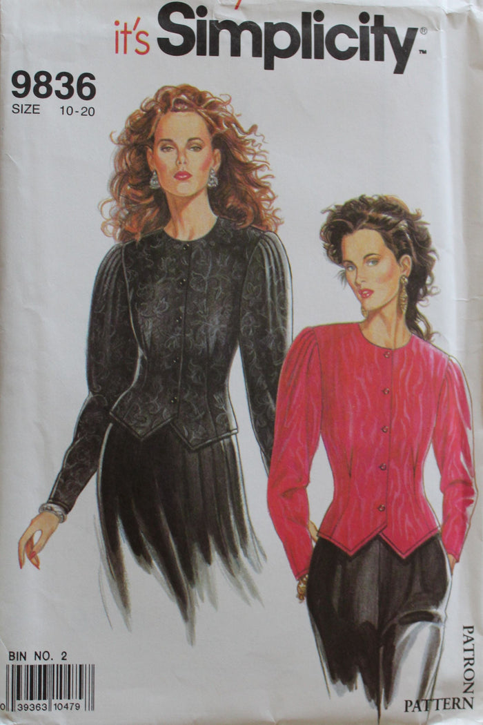 Simplicity 9836, Misses Blouses, Uncut Sewing Pattern