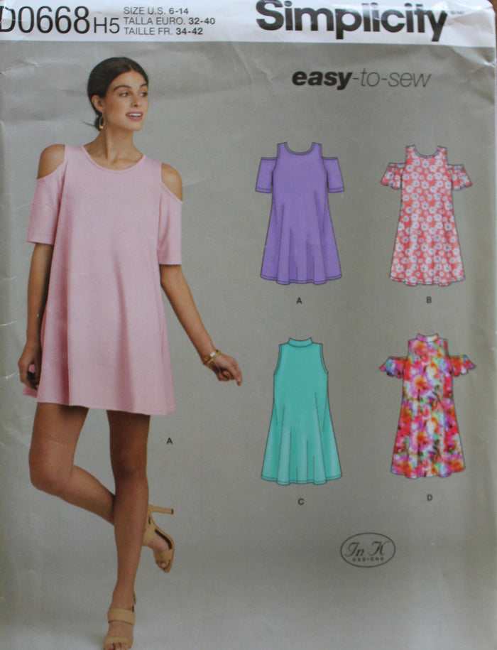 Simplicity D0668, Misses Dresses, Knits, Uncut Sewing Pattern