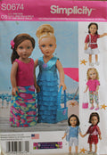 Simplicity S0674, Doll Clothing, Crafts, Uncut Sewing Pattern