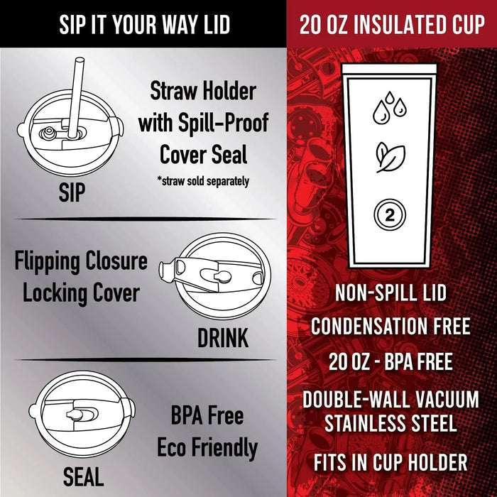 Stainless Steel 20oz Insulated Printed Tumblers - 6 Pieces Per Retail Ready Display 25836 WHOLESALE