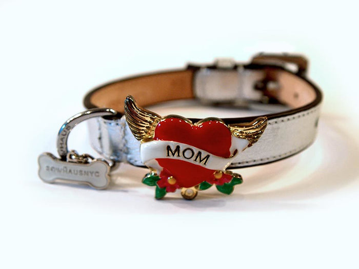 TATTOO "MOM" COLLAR DOG COLLAR - SILVER, Collars - Bones Bizzness