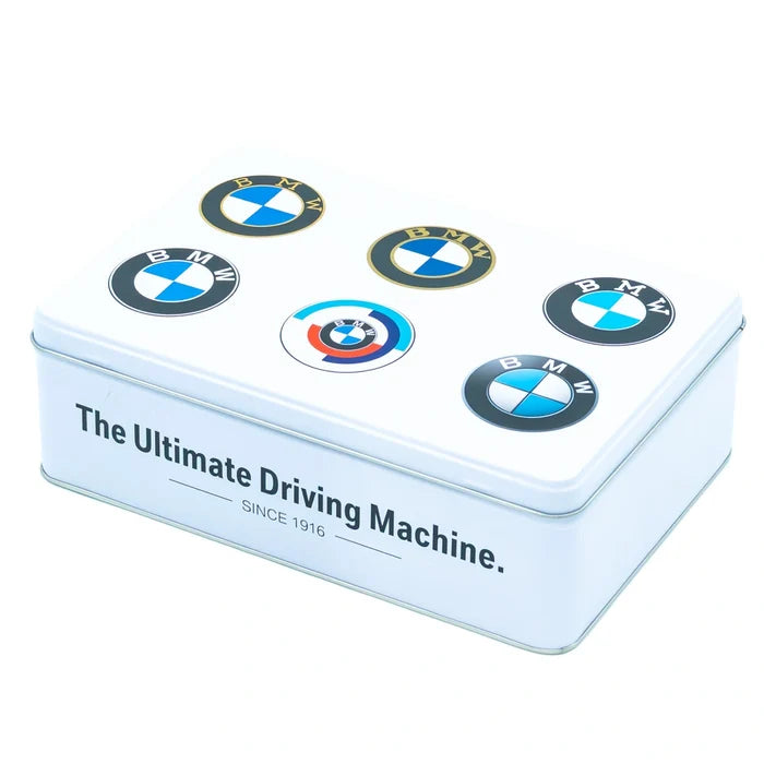 Tinnen blik BMW logo evolution plat | Nostalgic-Art