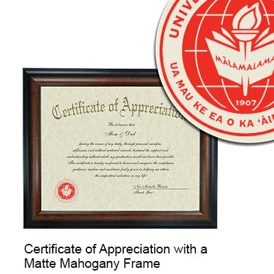 University of Hawai`i at Hilo Certificate with Frame
