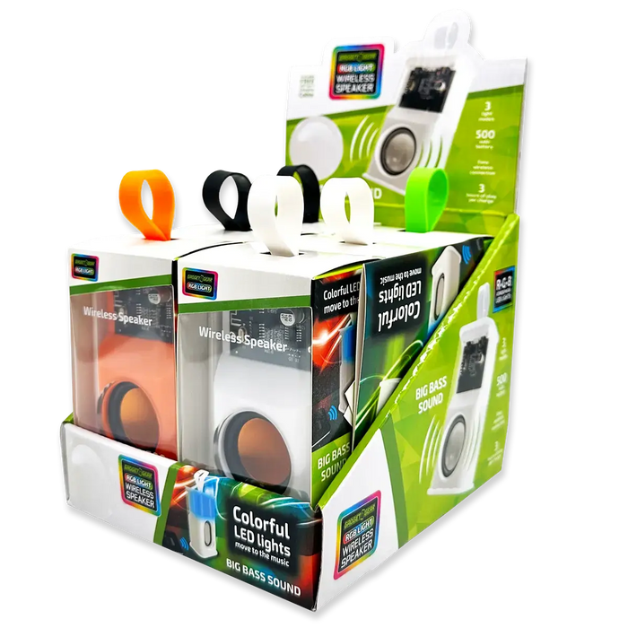 Wireless Speaker Transparent with LED Lights - 6 Pieces Per Retail Ready Display 23870 - NOVELTY INC WHOLESALE